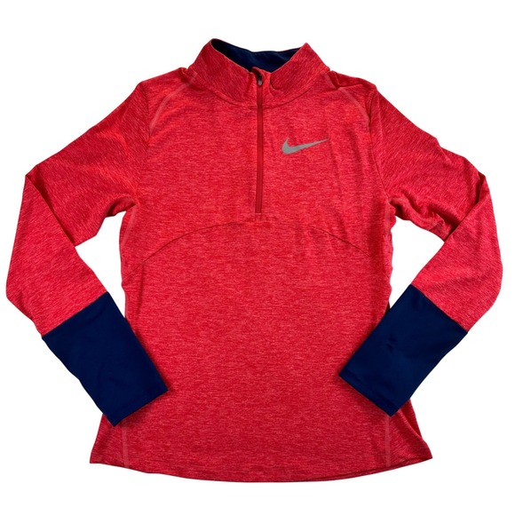Nike Tops - Nike Running Womens Dri-FIT Half Zip Pullover XL Red Navy 890206-823